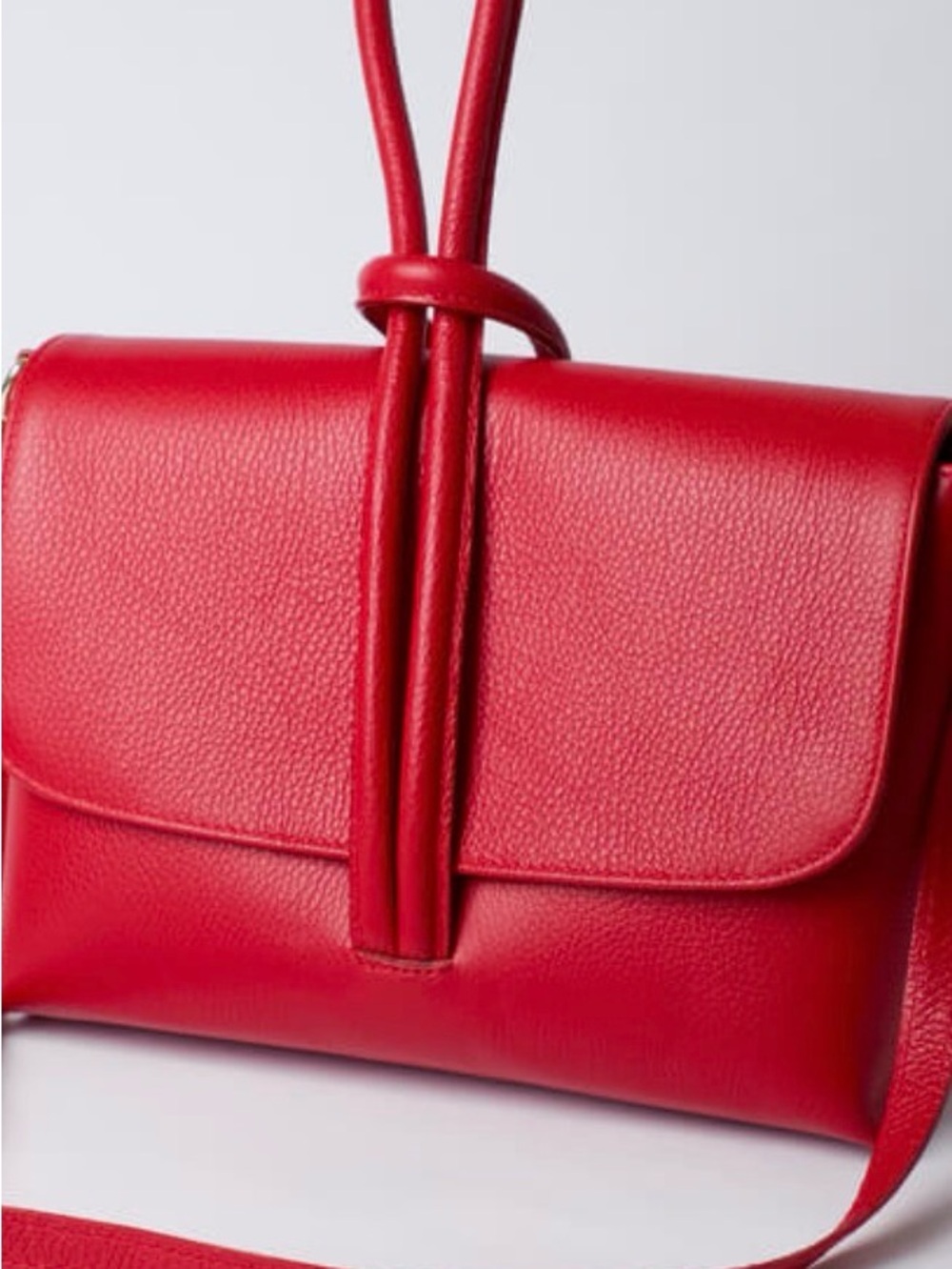 Red Leather Crossbody Bag - Sleek Everyday Shoulder Bag